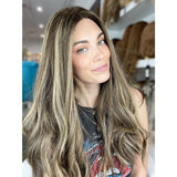 24" Divine Lace Top Wig Medium Brown w/ Highlights