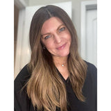 22" Ponytail Silk Part Wig Medium Brown Balayage w/ Full Rooting