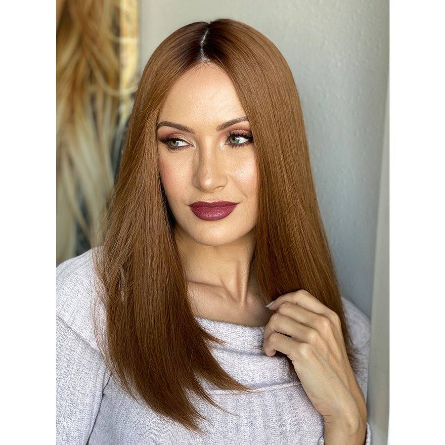 19" Nicole Silk Top Wig Copper w/ Rooting