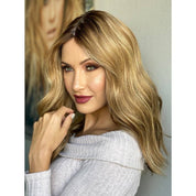 19" Nicole Silk Top Wig Medium Blonde w/ Rooting