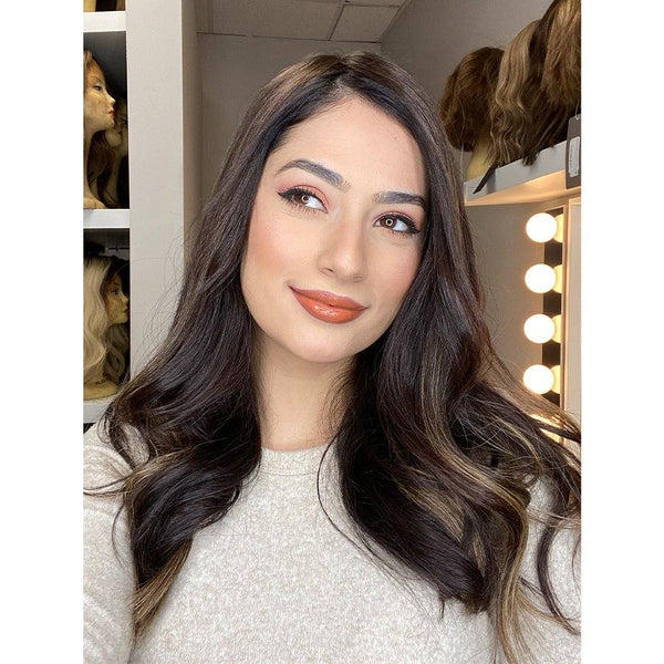 20" Diamond Mono Top Topper Dark Brown Balayage