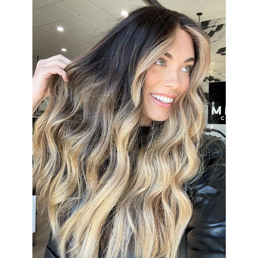 26" Ponytail Silk Top Wig Soft Black w/ Balayage