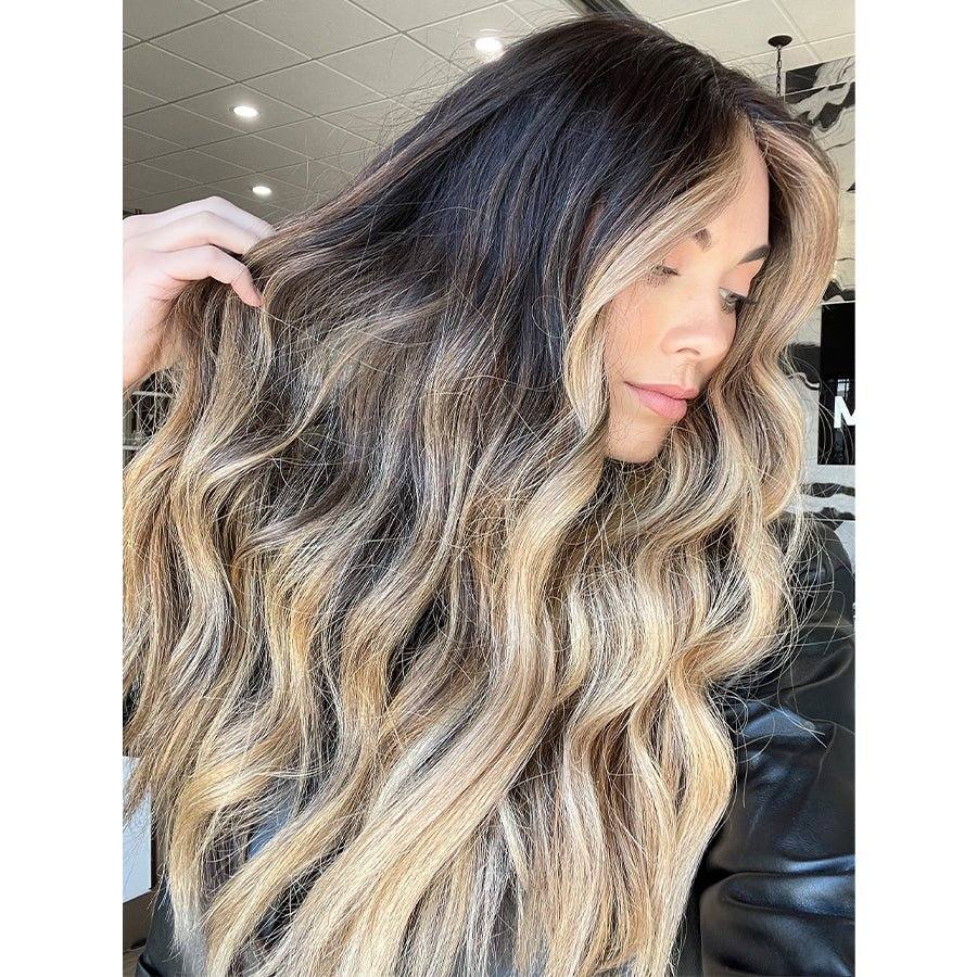 26" Ponytail Silk Top Wig Soft Black w/ Balayage
