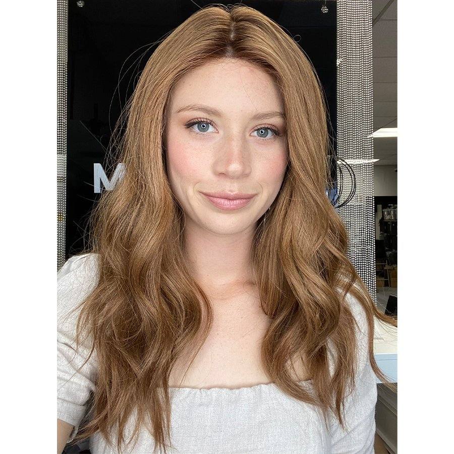 22" Ponytail Silk Part Wig Strawberry Blonde w/ Partial Rooting