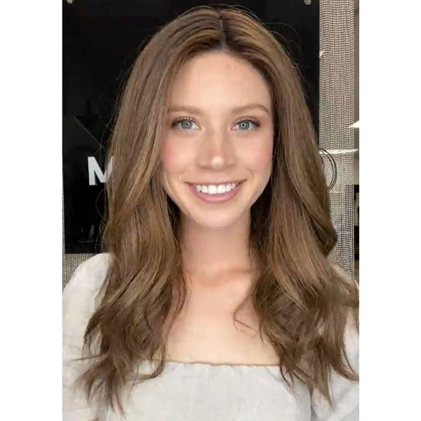 22" Ponytail Silk Part Wig Light Brown Babylight w/ Partial Rooting