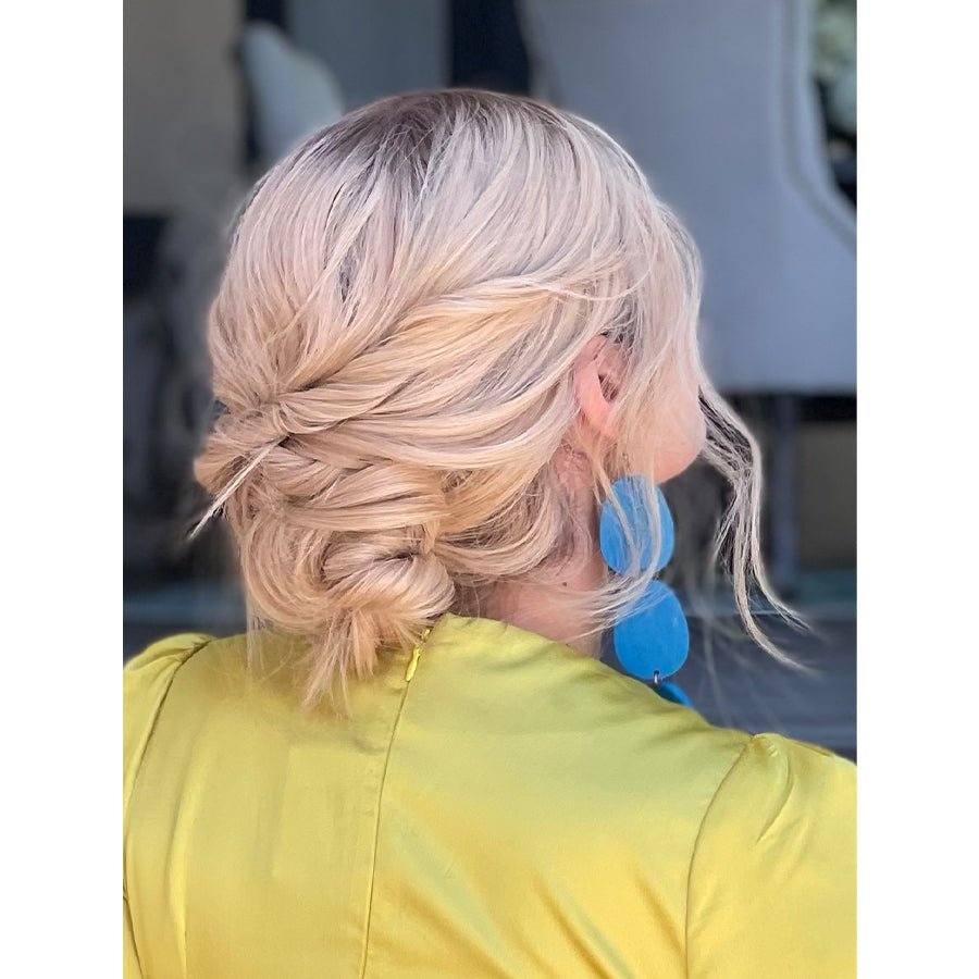 22" Ponytail Silk Part Wig Platinum Blonde w/ Rooting
