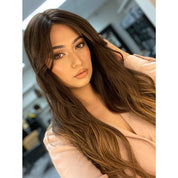 26" Ponytail Silk Top Wig Medium Brown Balayage