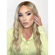 22" Ponytail Silk Part Wig Platinum Blonde w/ Rooting