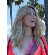 22" Ponytail Silk Part Wig Ash Blonde w/ Rooting