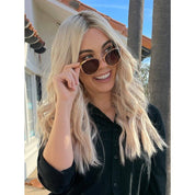22" Ponytail Silk Part Wig Platinum Blonde w/ Rooting