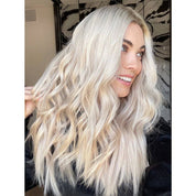 26" Ponytail Silk Top Wig Ice Blonde w/ Rooting