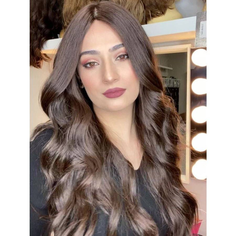 26" Ponytail Silk Top Wig Dark Brown