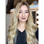 26" Ponytail Silk Top Wig Golden Blonde w/ Full Rooting