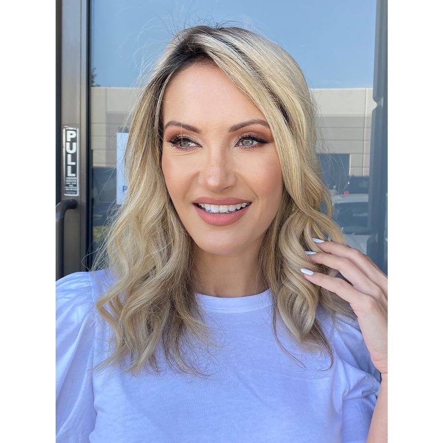 14" Topaz Lace Top Topper Platinum Blonde w/ Rooting