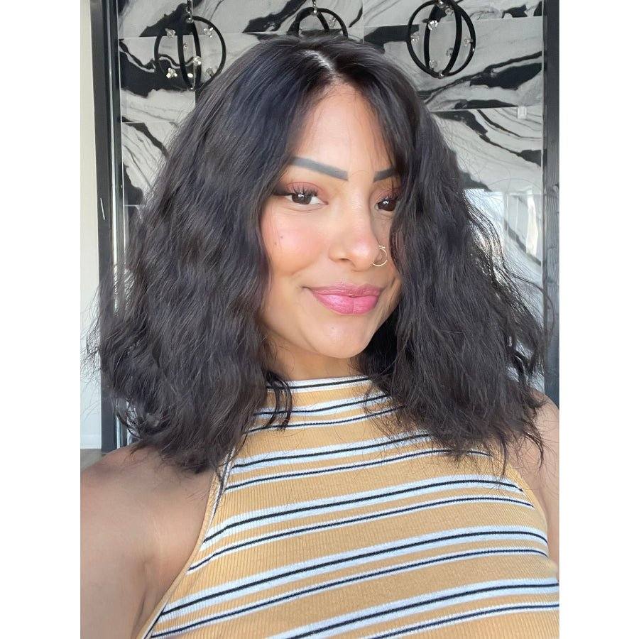 14" Princess Silk Top Wig Natural Black Wavy