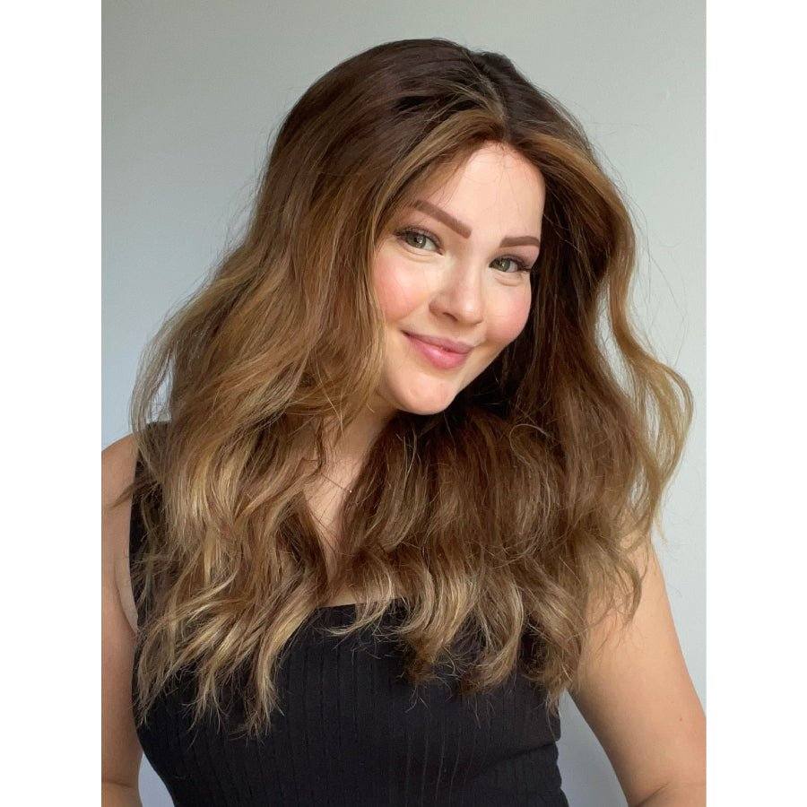 22" Ponytail Silk Part Wig Light Brown Babylight w/ Rooting