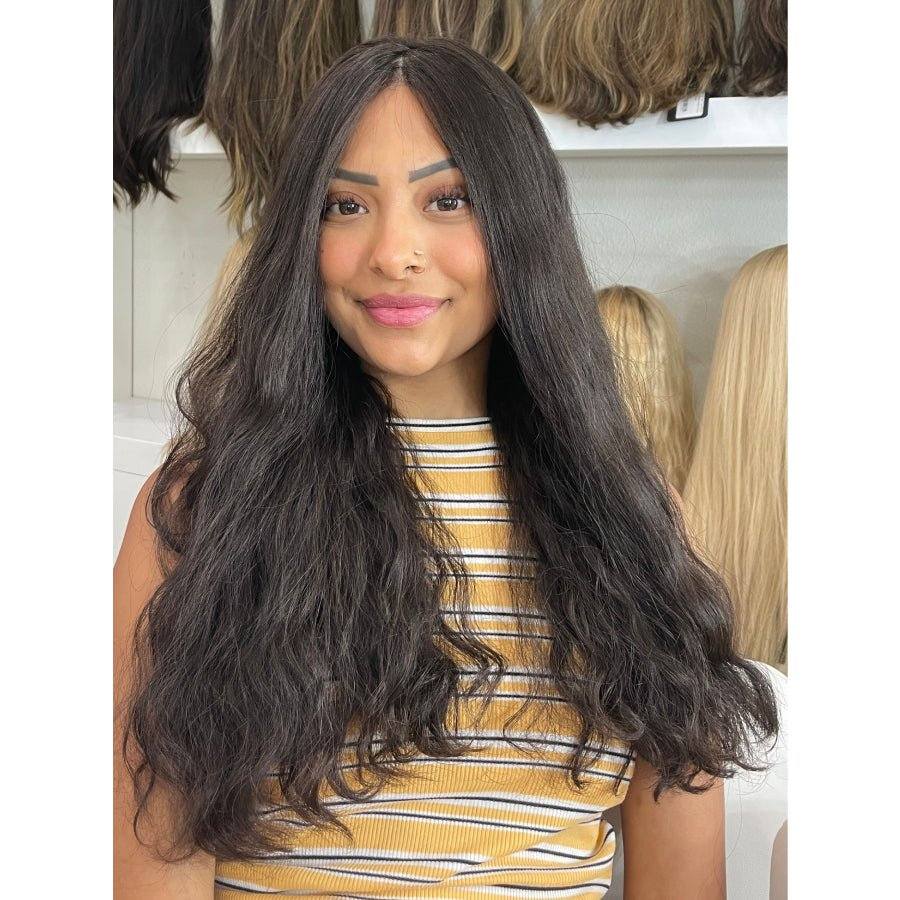 22" Princess Silk Top Wig Natural Black Wavy