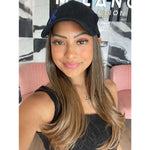Chic Hat with Hair Brown Ombre