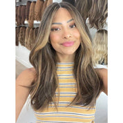20" Divine Lace Top Wig Soft Black w/ Highlights & Money Pieces