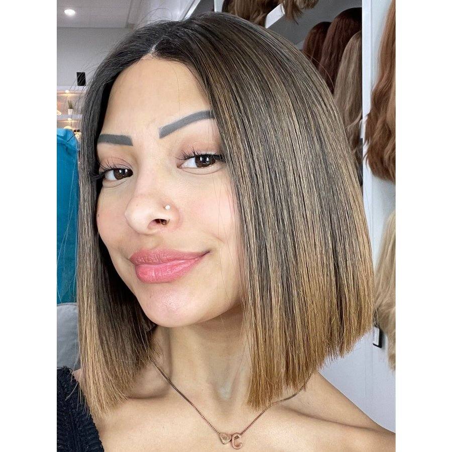 16" Divine Lace Top Wig Dark Brown Ombre w/ A-Line Bob