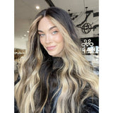 26" Divine Lace Top Wig Soft Black w/ Balayage & Money Pieces