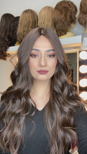 26" Ponytail Silk Top Wig Dark Brown