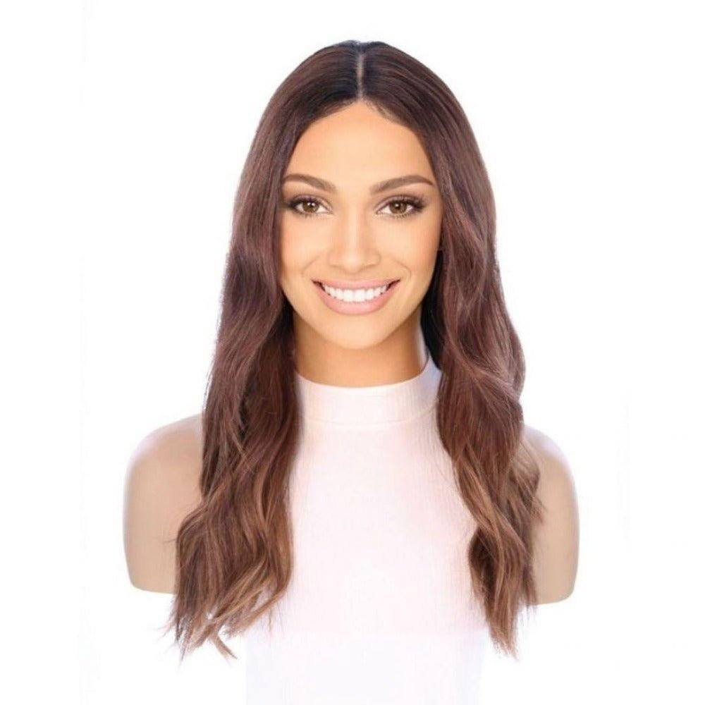 20" Divine Lace Top Wig Medium Brown Balayage w/ Rooting