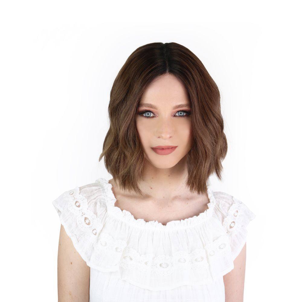 16" Divine Lace Top Wig Dark Brown Balayage w/ Rooting