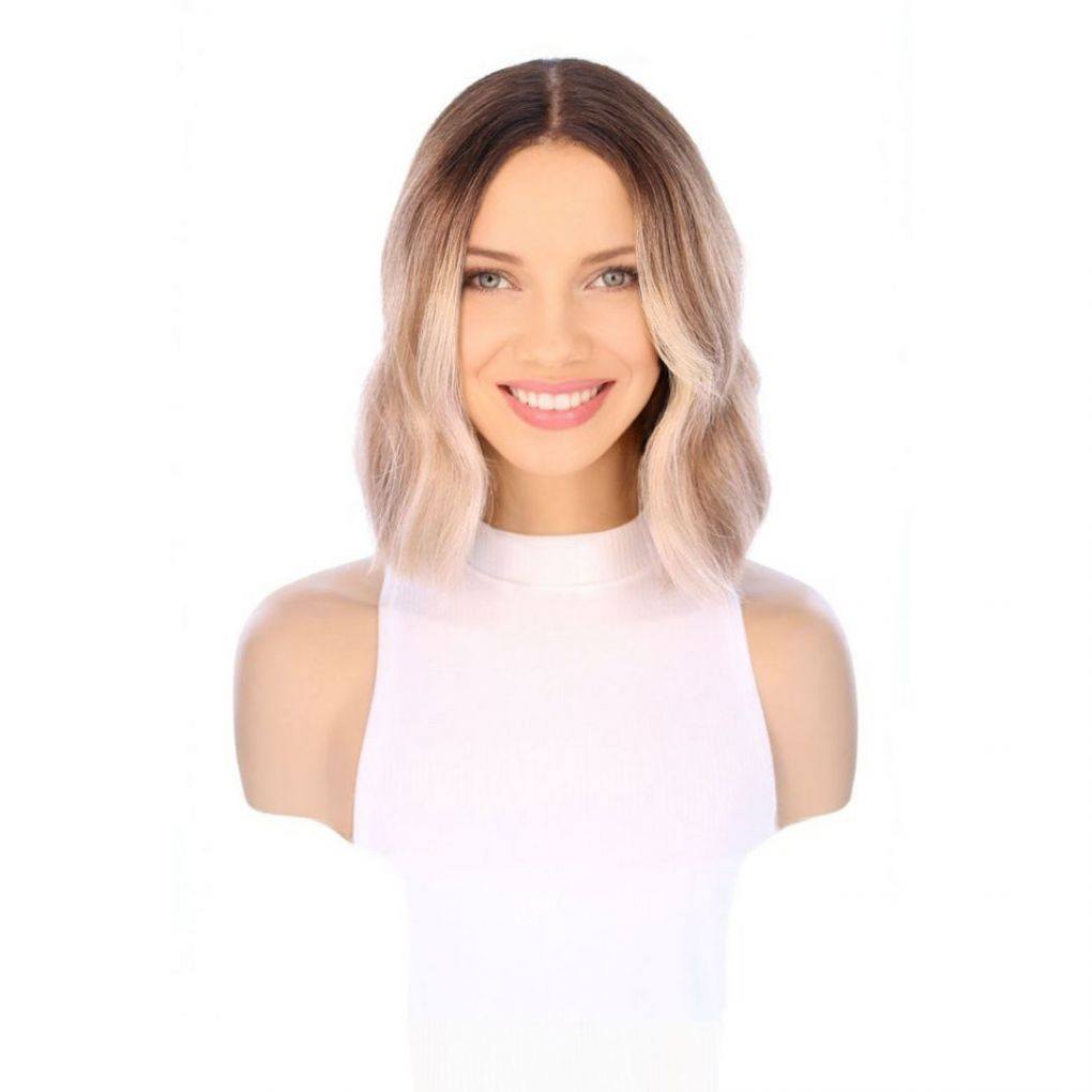 16" Divine Luxe Lace Top Wig #Light Brown w/ Golden Blonde Balayage & Rooting
