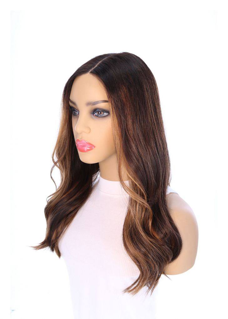 20" Divine Luxe Lace Top Wig #Dark Brown w/ Caramel Balayage & Rooting