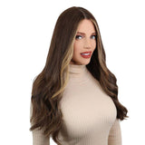 24" Divine Lace Top Wig Dark Brown Balayage w/ Rooting & Money Pieces