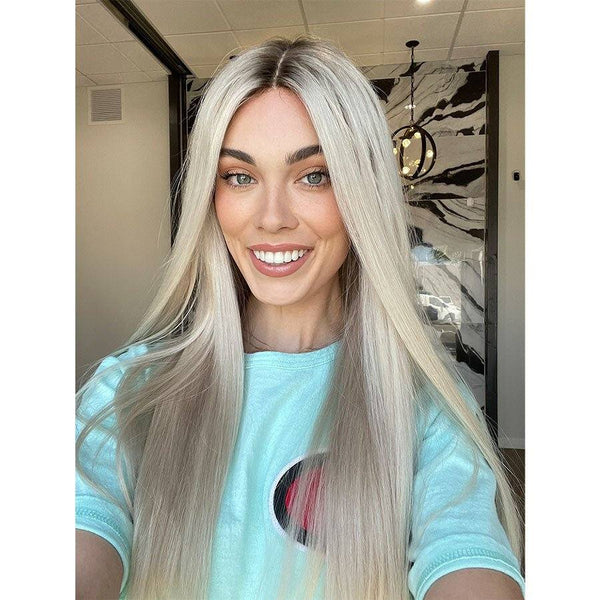 24" Divine Lace Top Wig Ice Blonde w/ Partial Rooting