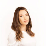 18" Emerald Silk Top Topper Medium Brown Balayage