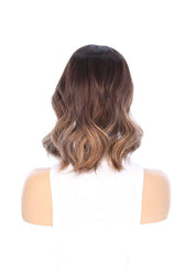 14" Emerald Silk Top Topper Dark Brown Balayage