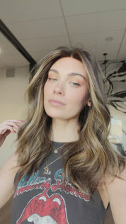 20" Divine Lace Top Wig Medium Brown w/ Highlights & Full Rooting