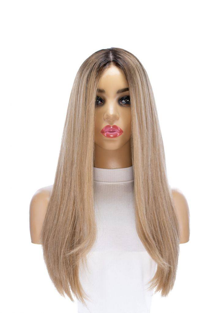 24" Gisele Silk Top Wig Ash Blonde w/ Rooting