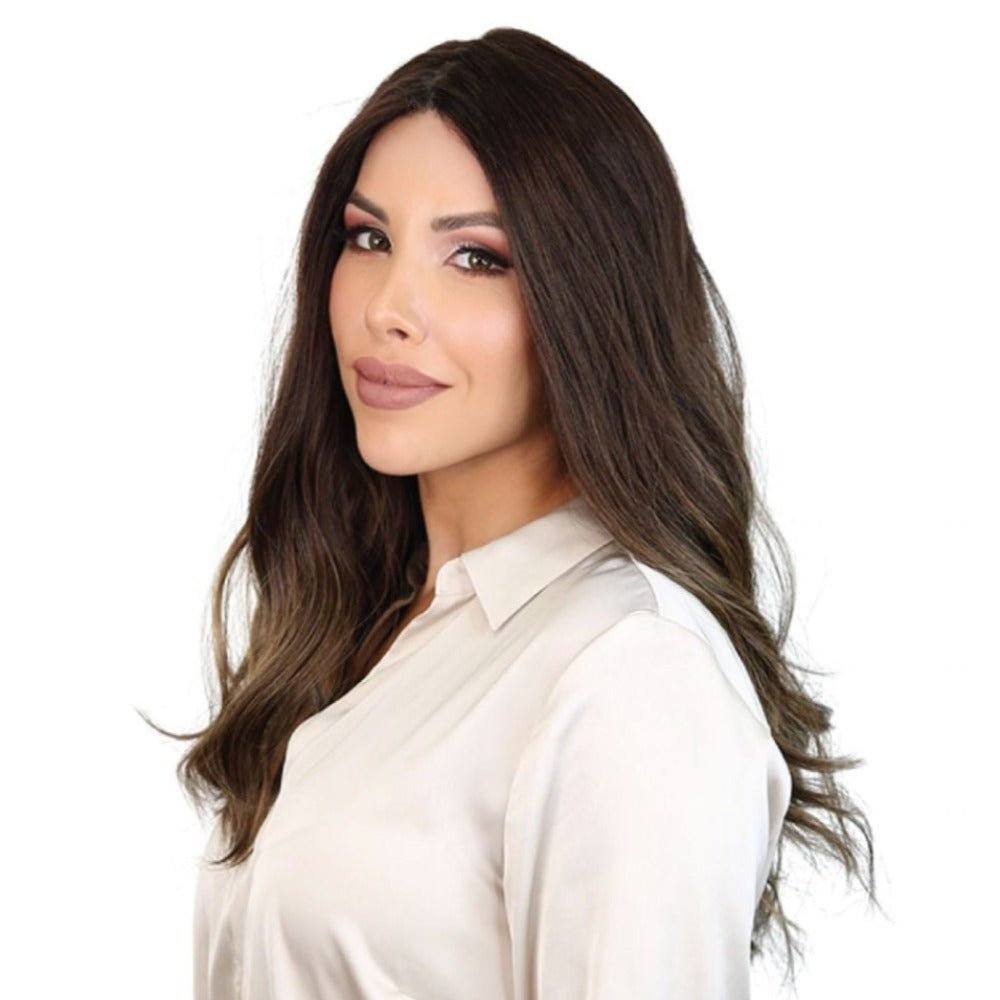 24" Gisele Silk Top Wig Dark Brown Balayage