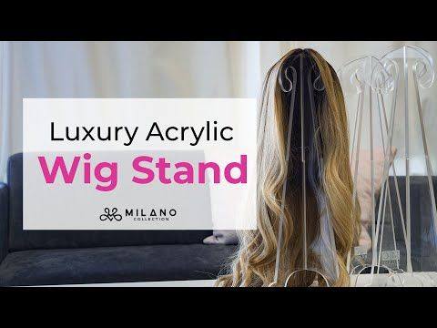 Milano Collection 18 Deluxe Clear Collapsible Acrylic Wig Stand for Display and Travel