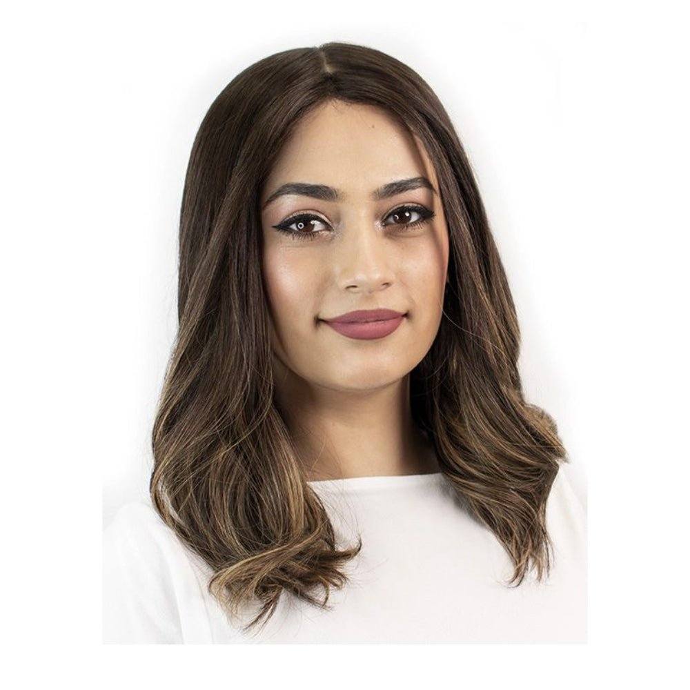 18" Princess Silk Top Wig Dark Brown Balayage
