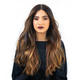 24" Divine Luxe Lace Top Topper #Dark Brown w/ Warm Balayage Wavy
