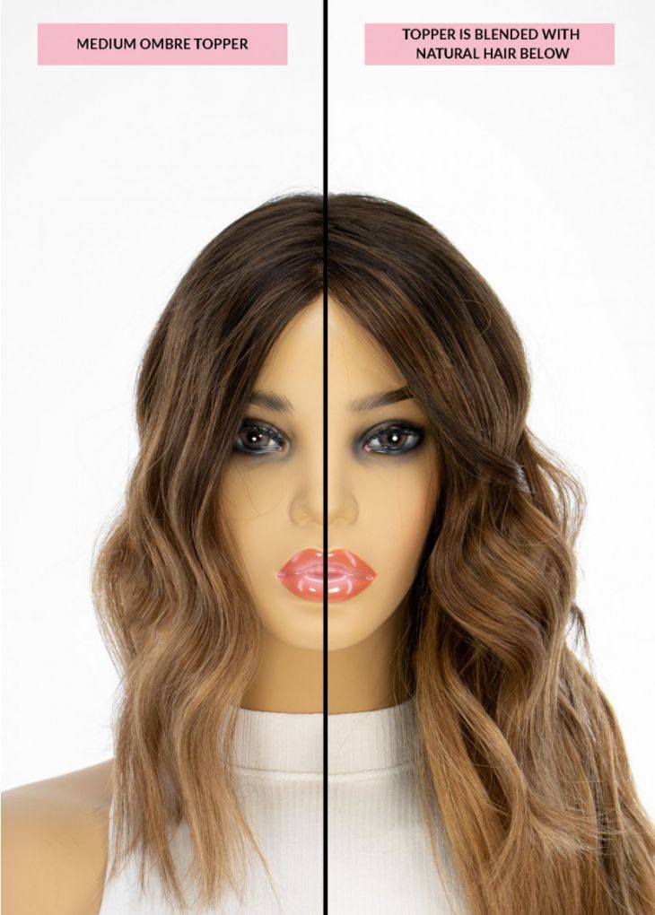 14" Topaz Lace Top Topper Medium Brown Ombre