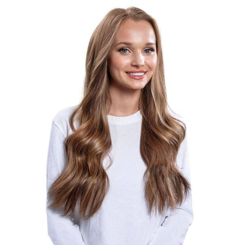 24" U-Shape Wig Medium Brown Balayage
