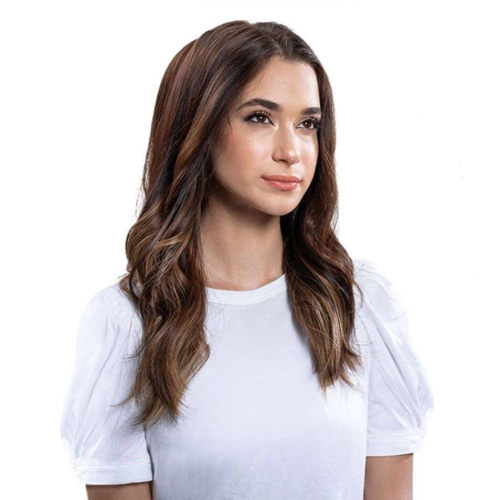 20" U-Shape Wig Dark Brown Balayage