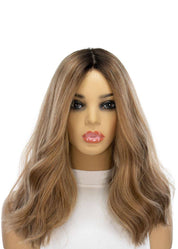 19" Nicole Silk Top Wig Medium Blonde w/ Rooting