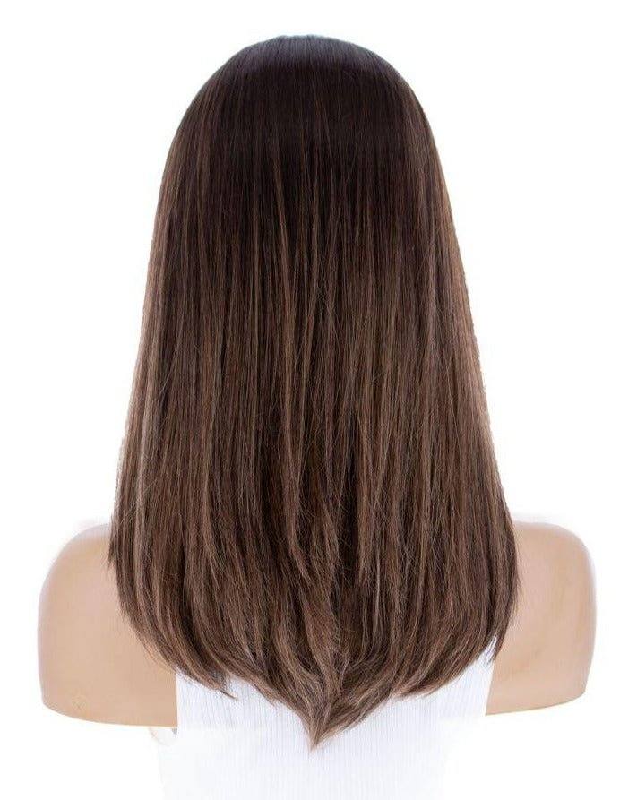 19" Nicole Silk Top Wig Medium Brown Balayage