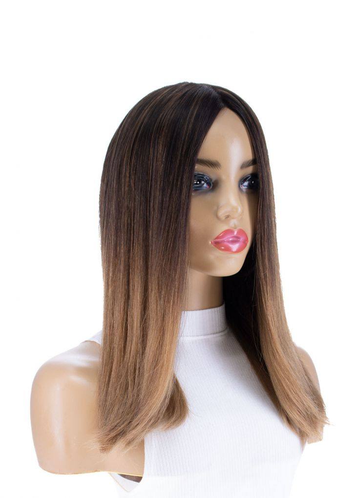 19" Nicole Silk Top Wig Medium Brown Ombre