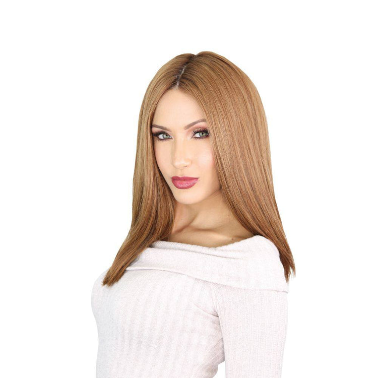 19" Nicole Silk Top Wig Strawberry Blonde w/ Rooting