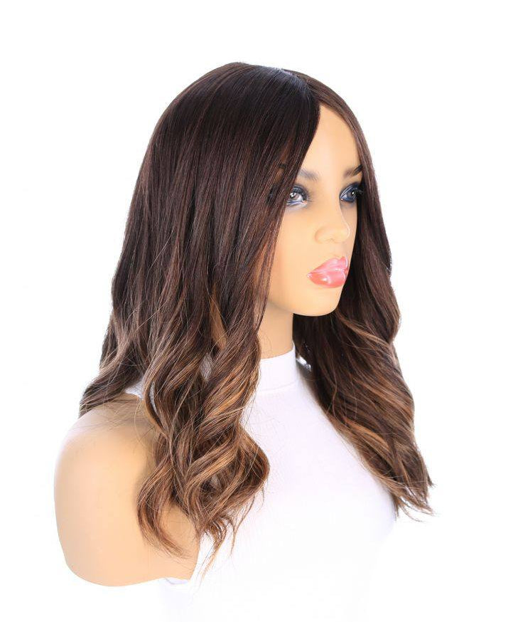 19" Nicole Silk Top Wig Dark Brown Balayage