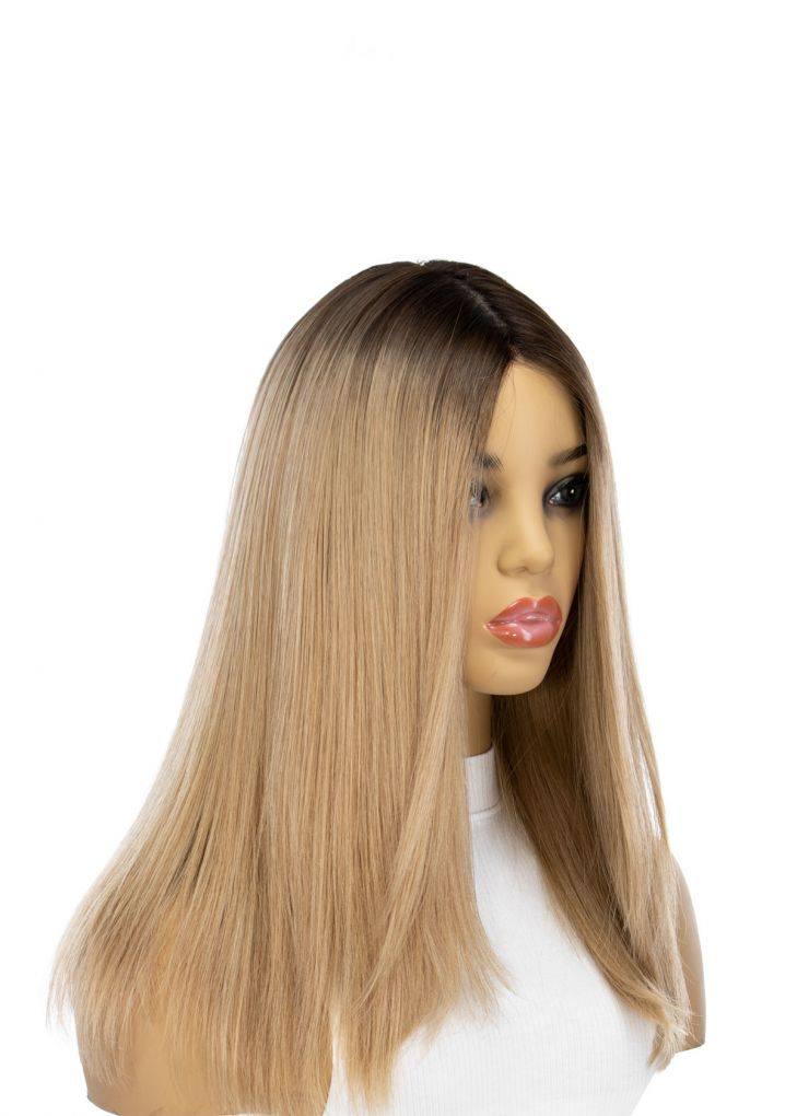 19" Nicole Silk Top Wig Golden Blonde w/ Rooting