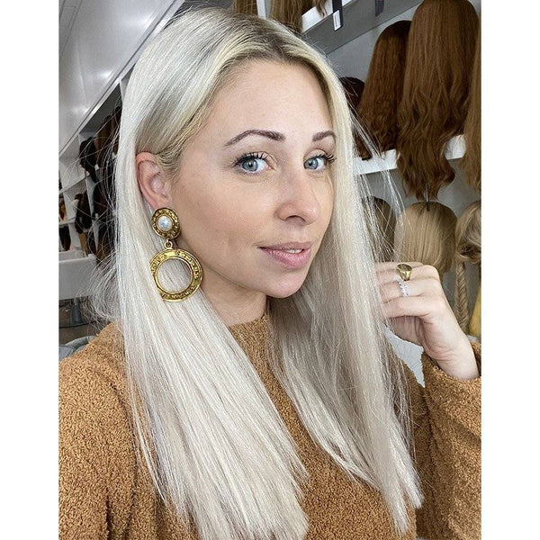 20" Divine Lace Top Topper Ice Blonde w/ Partial Rooting